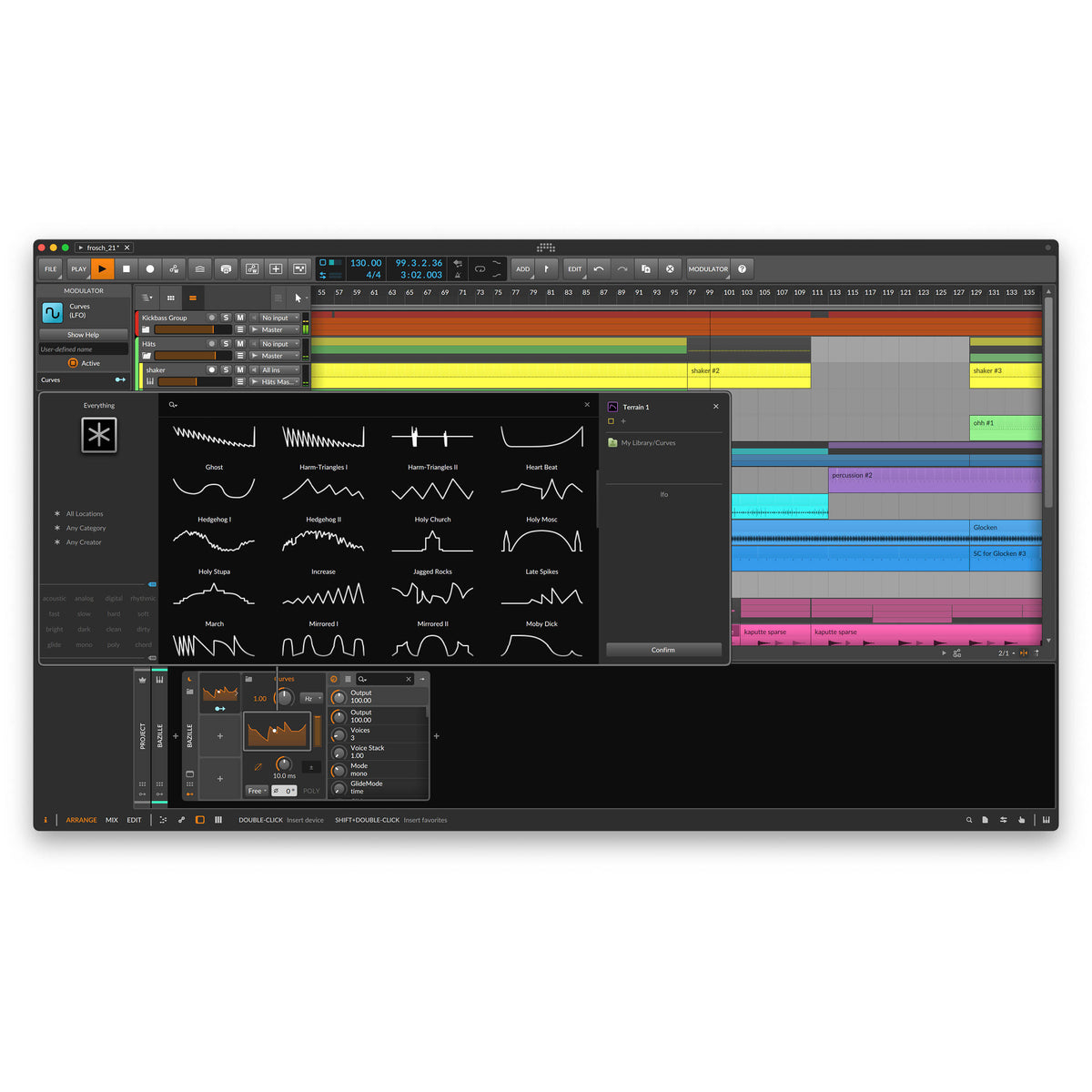 Bitwig Studio 5 music production software interface on screen, showing digital audio workstation features and controls.