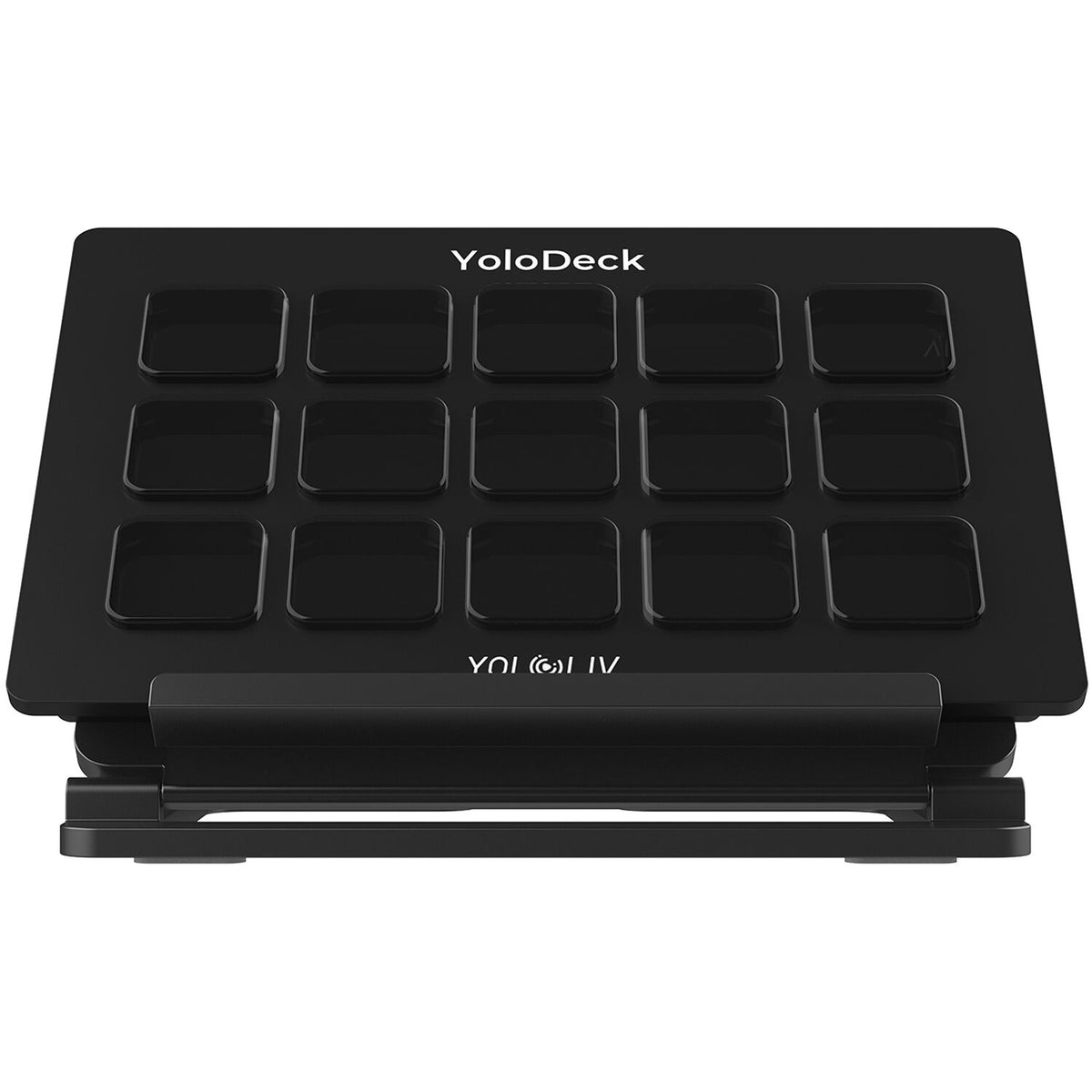 YoloLiv YoloDeck video edit controller with touchscreen interface and multiple control buttons for live streaming and video editing.