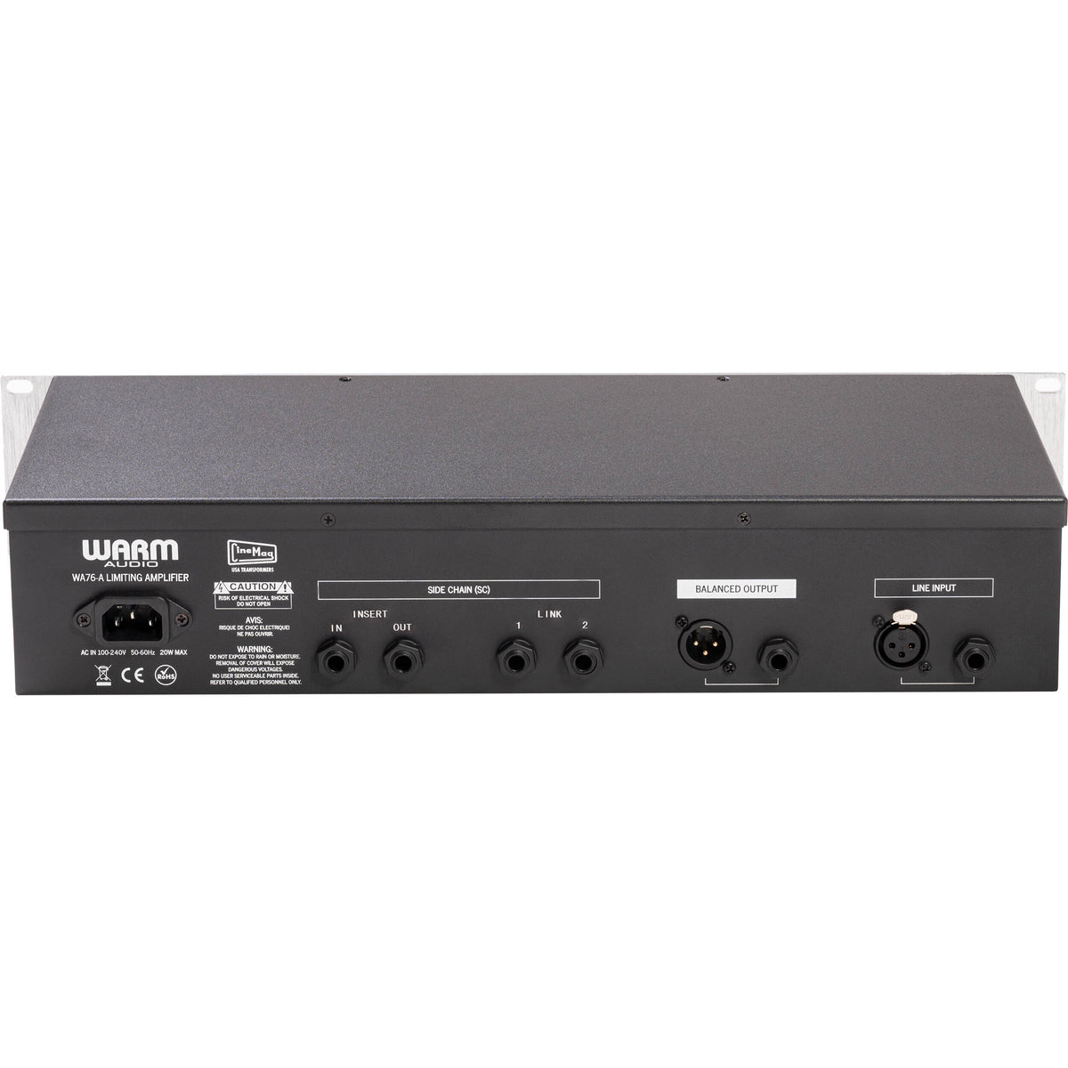Warm Audio WA76-A vintage-style effects compressor unit with metal chassis and control knobs for studio recording.
