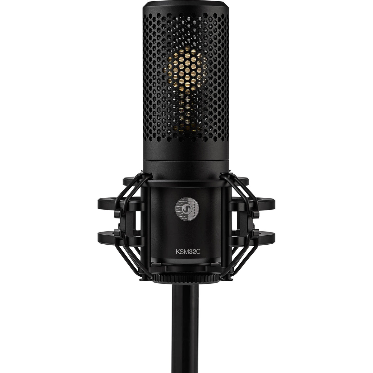 Shure KSM32C/SM studio condenser microphone set with shock mount and accessories for professional recording.