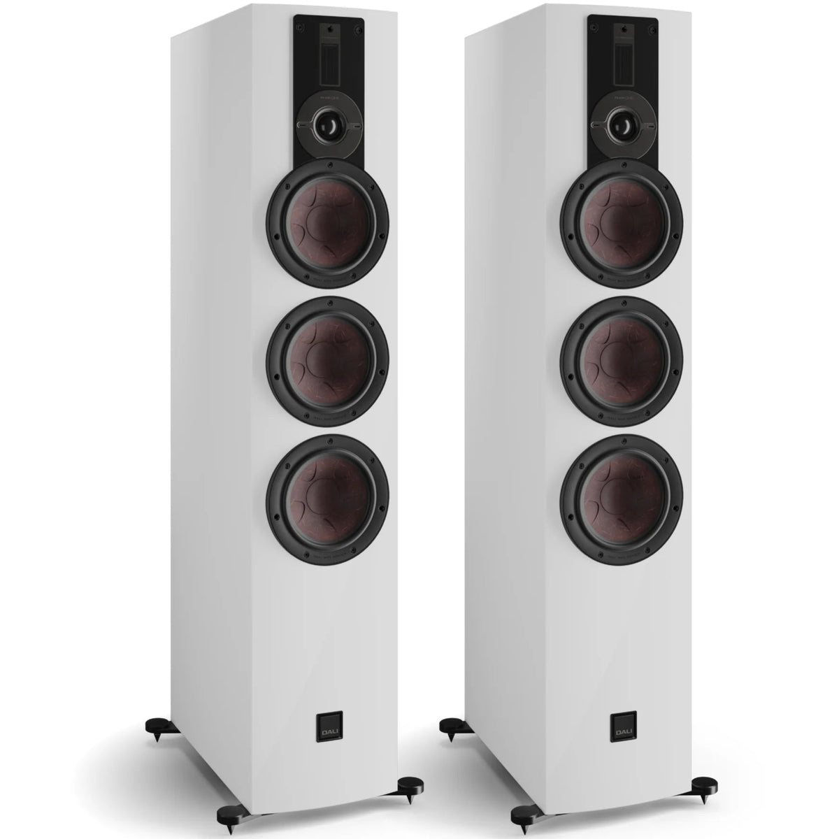 DALI Rubikore 8 passive floorstanding speaker with sleek black finish and modern design, showcasing the front view with speaker grille.