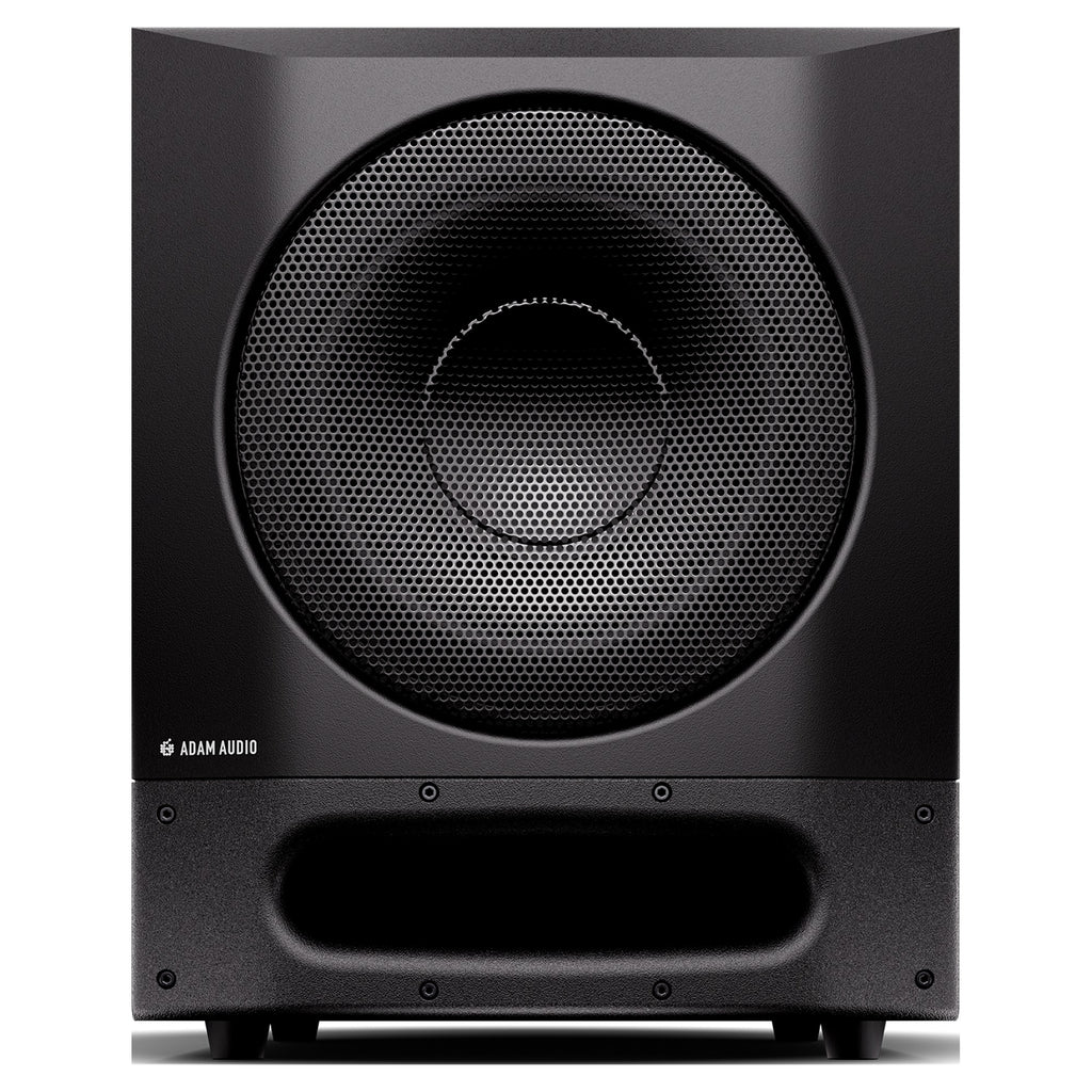 Adam Audio Sub10 PRO, front view with metal grille and front bass port