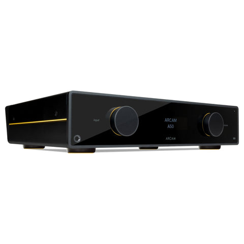 Arcam A50 Signature integrated amplifier front three-quarter