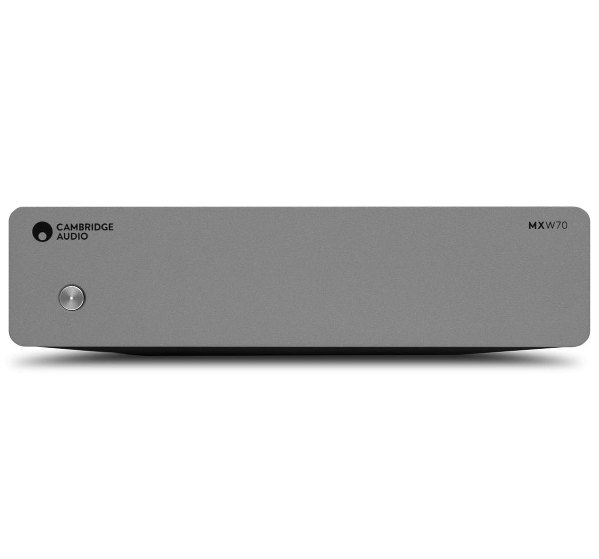 Cambridge Audio MXW70 stereo amplifier, lunar grey, front view