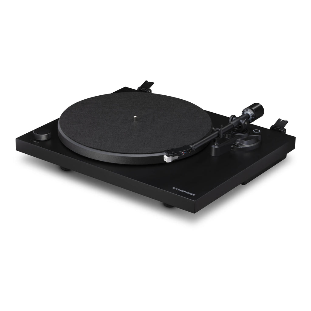 Cambridge Audio Spira belt-drive turntable in Black with the dust cover removed