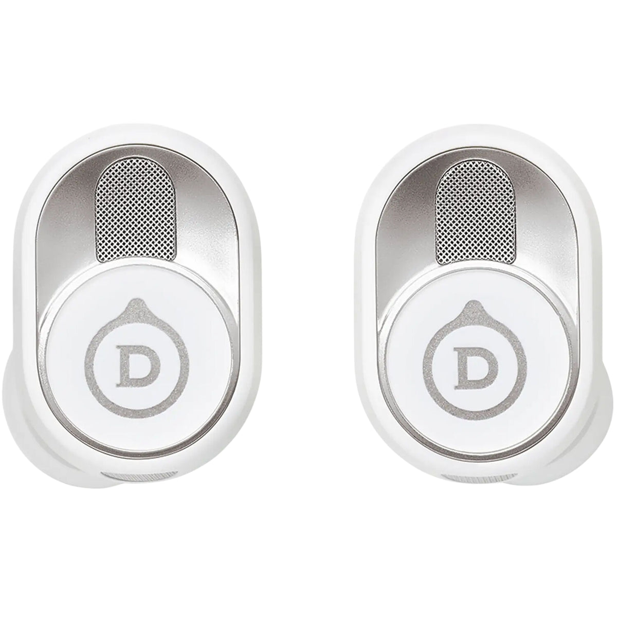 Devialet Gemini II wireless in-ear headphones, white earbuds front view
