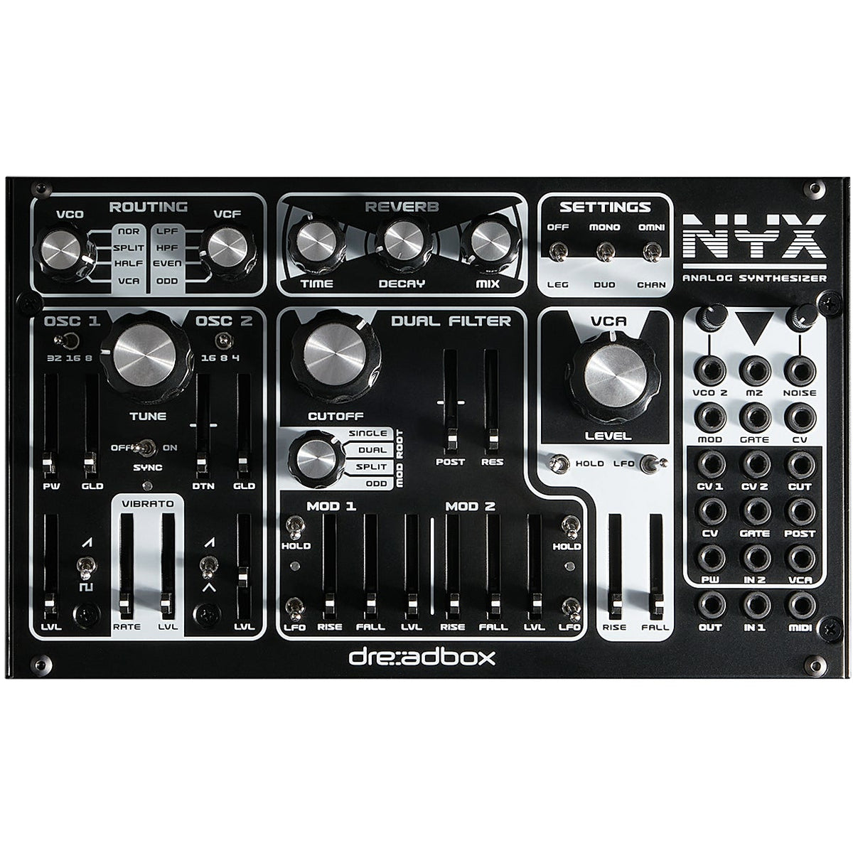 Dreadbox Nyx Re semi / modular synthesizers, retail packaging