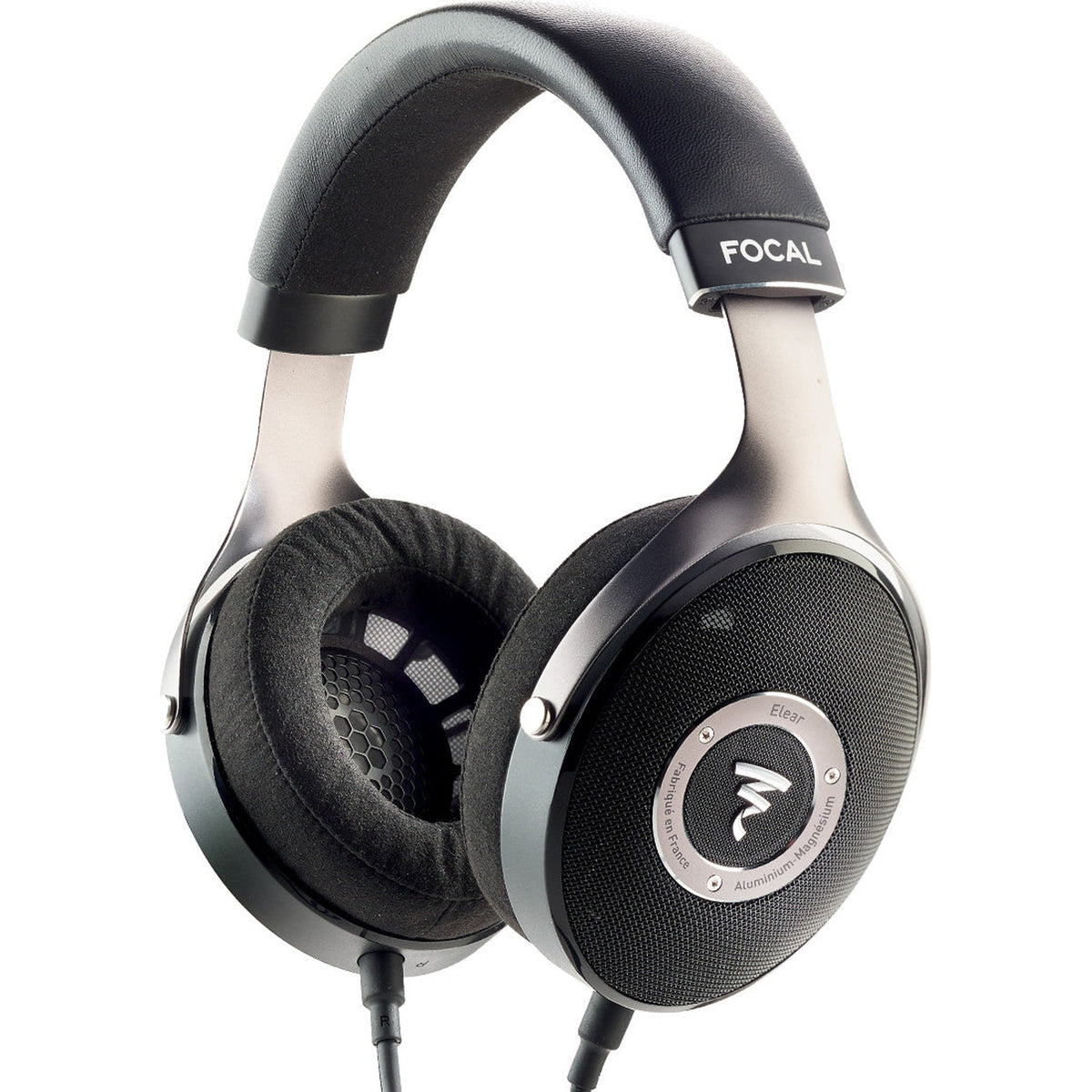 Focal Elear head-fi headphones with open-back design, featuring large drivers and sleek black finish for premium audio experience.