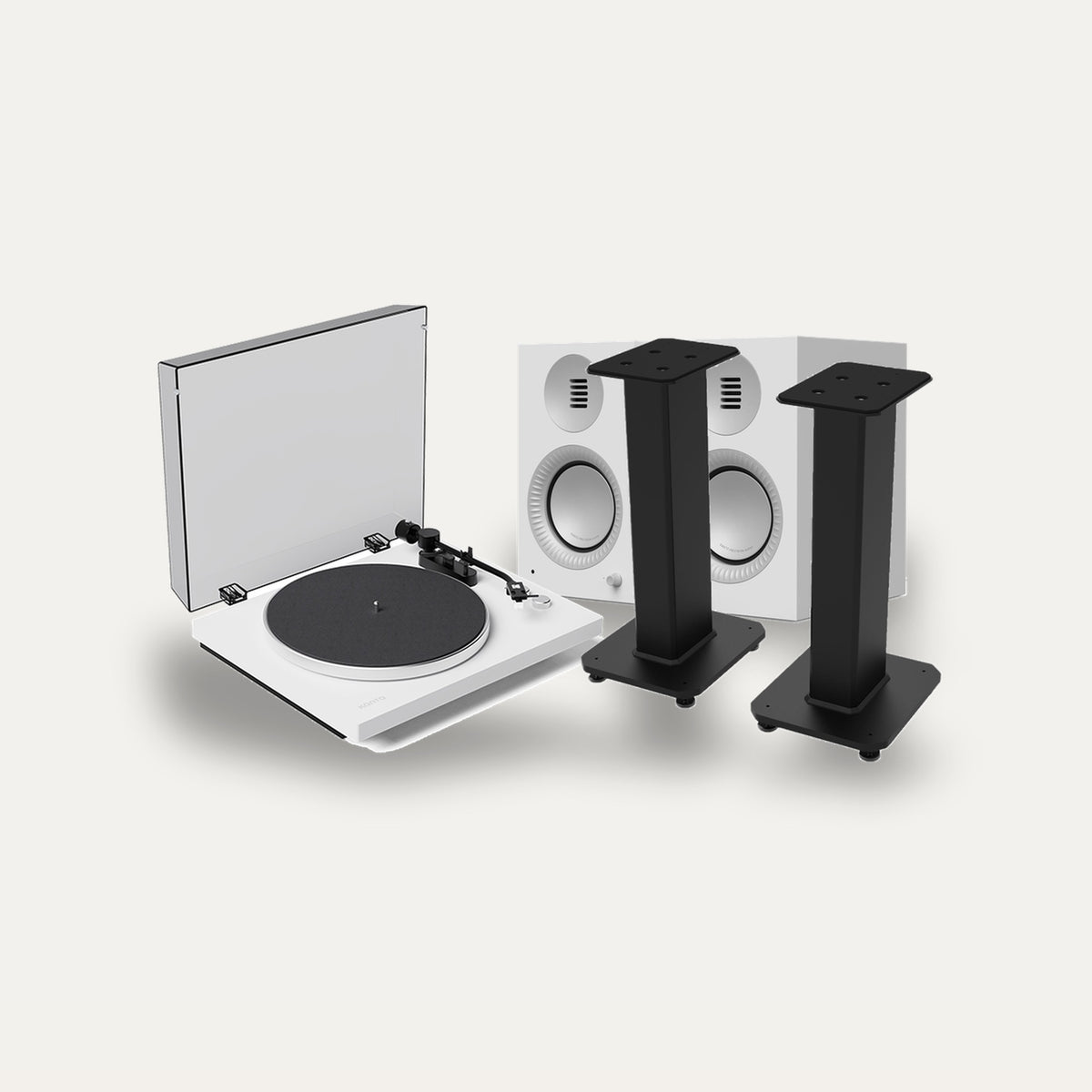 Kanto Audio TUK G2 + OBI3 Gen 2 + SX 22 Vinyl Setup – Speaker Finish Matte White, Turntable Finish White