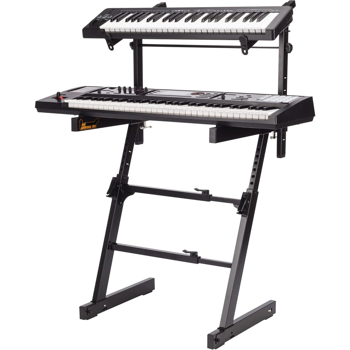Hercules Stands KS410B keyboard stand with adjustable arms and sturdy metal construction for secure instrument support.