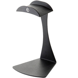 K&M 16075 headphone stand, lifestyle setup, in black