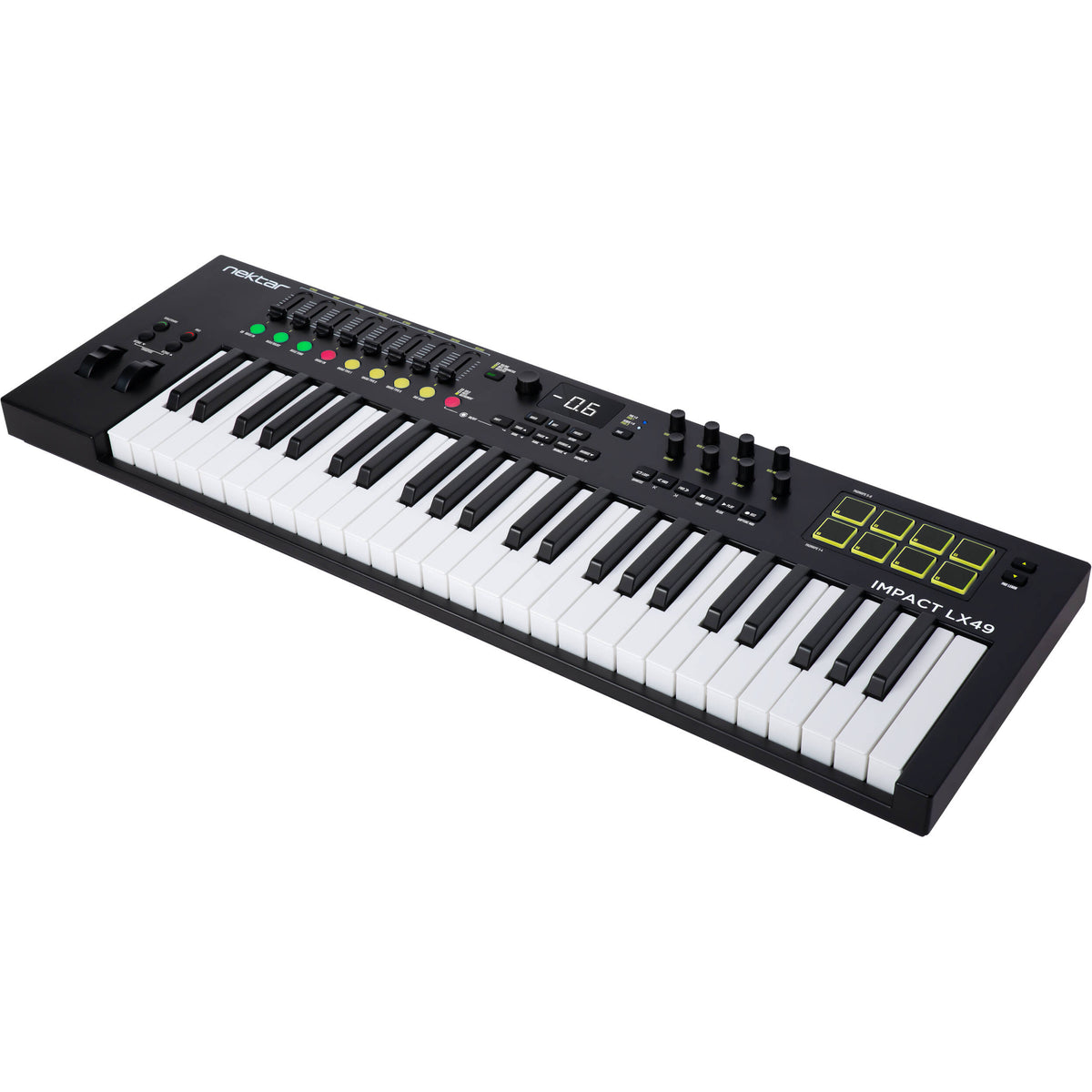 Nektar Impact LX49 MK3 MIDI keyboard, controls and pads detail