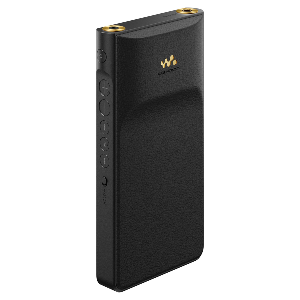 Sony NW-WM1AM3 Walkman, angled rear view with leather-textured pad