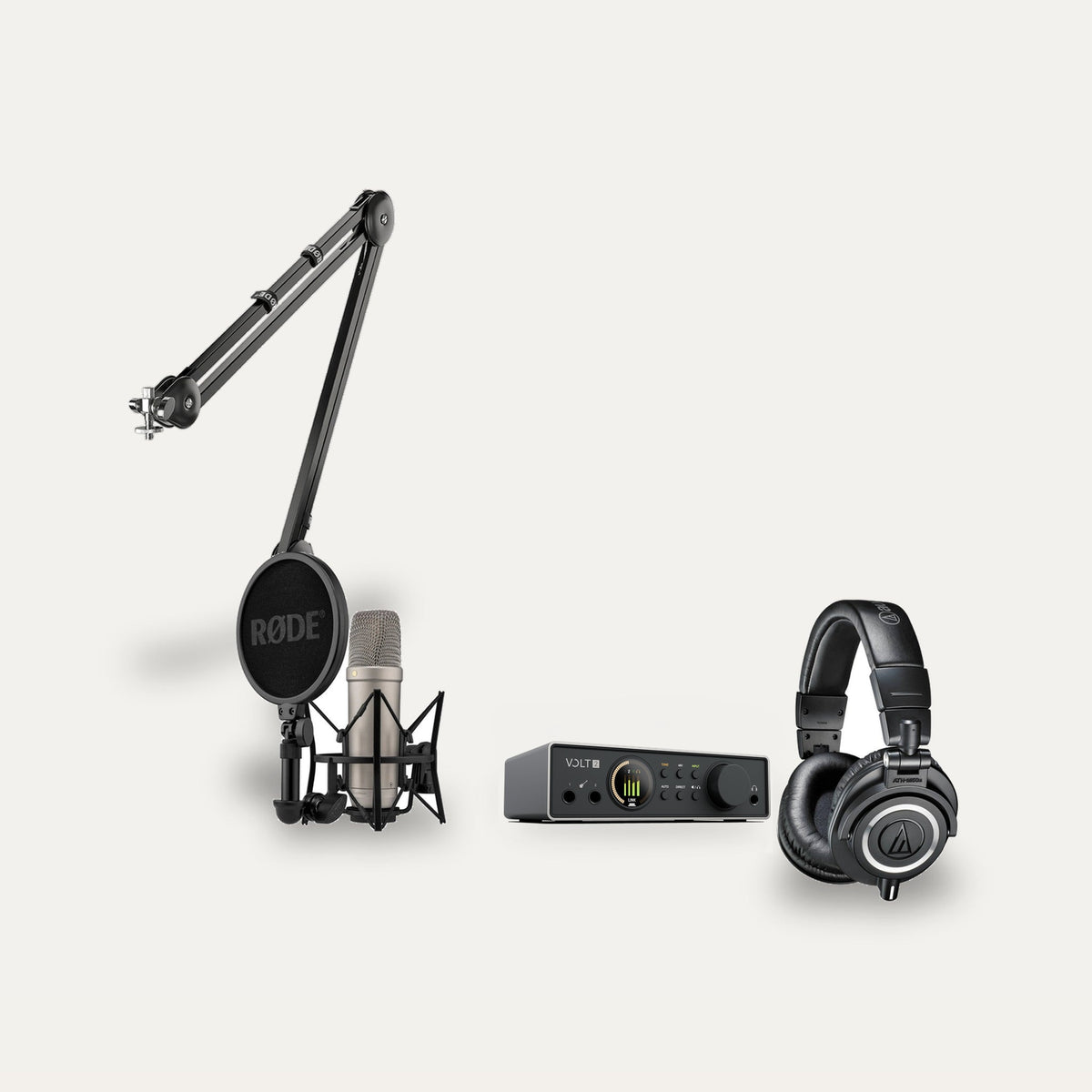 Universal Audio Volt 2 Gen 2 + RODE NT1 5th Gen + Audio-Technica ATH-M50x Home Studio Set set, silver / black